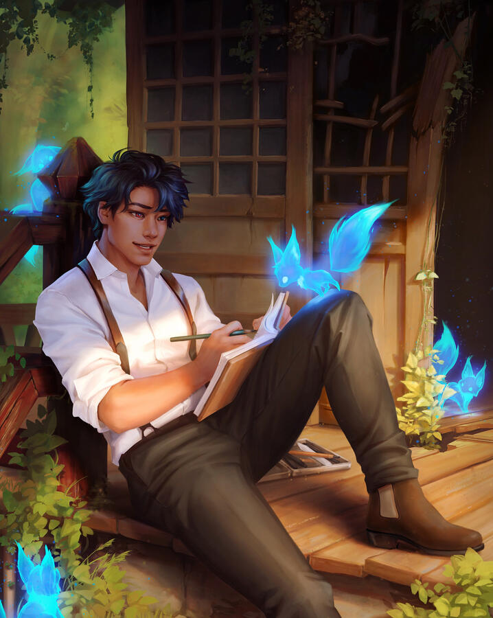 Single character + full background + extras: $3000+